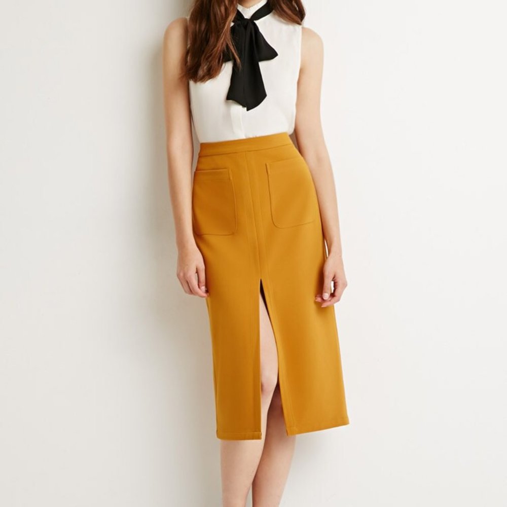 Forever 21 Mustard Yellow Pencil Skirt w/pocket